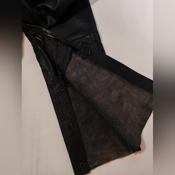 Vintage Xelement Men’s Leather Motorcycle Pants 42 Black Straight Leg Cruiser St - Picture 4 of 8